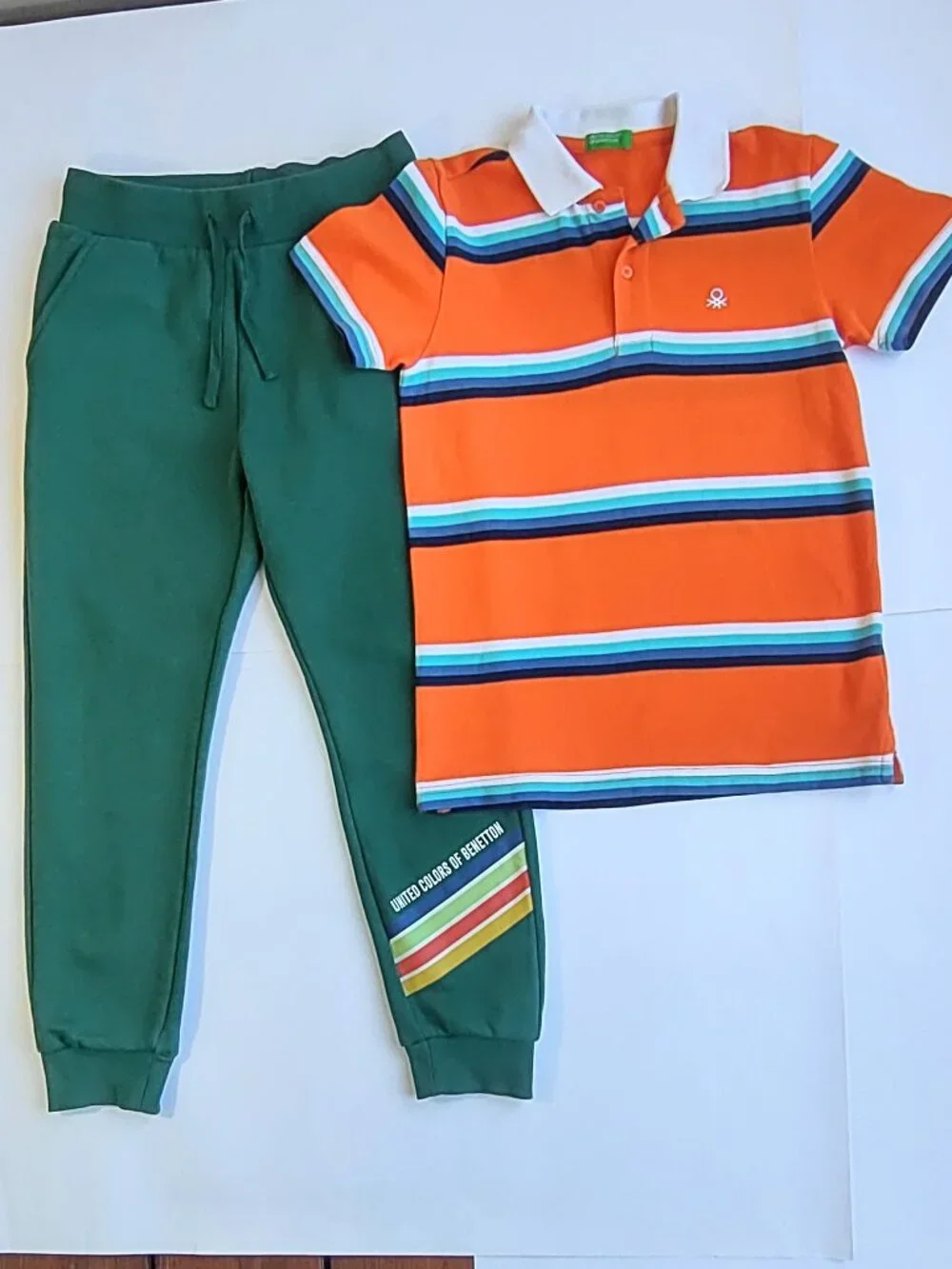 Bundle-United Colors Benetton Kid Polo Shirt & Jogger Pants Boy 8-10 Yrs